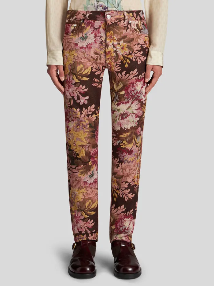 Men Jacquard Jeans Etro Trousers