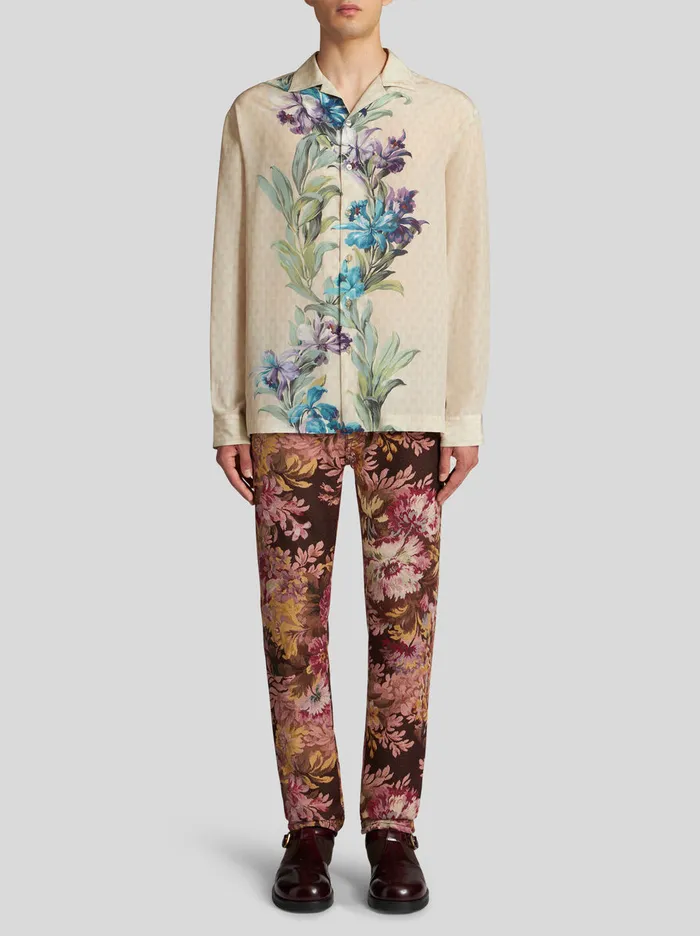 Men Jacquard Jeans Etro Trousers