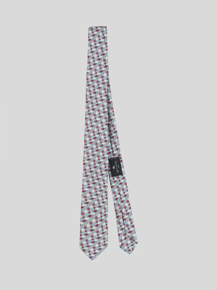 Men Jacquard Tie With Geometric Pattern Etro Ties And Pocket Squares