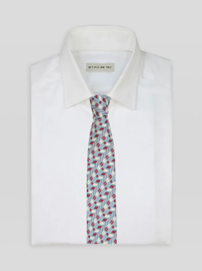 Men Jacquard Tie With Geometric Pattern Etro Ties And Pocket Squares