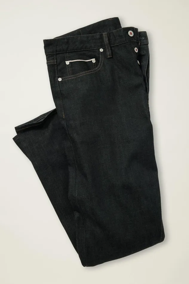 Men Japanese Stretch Selvedge Jeans Black Rinse Wash Bonobos Jeans