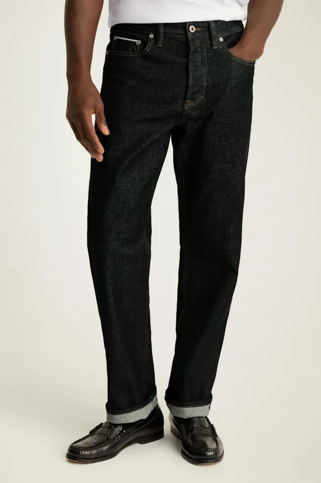 Men Japanese Stretch Selvedge Jeans Rinse Wash Bonobos Jeans