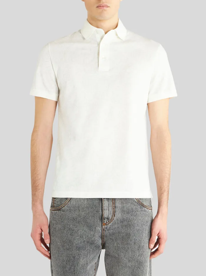 Men Jersey Polo Shirt With Paisley Designs Etro Polo Shirts