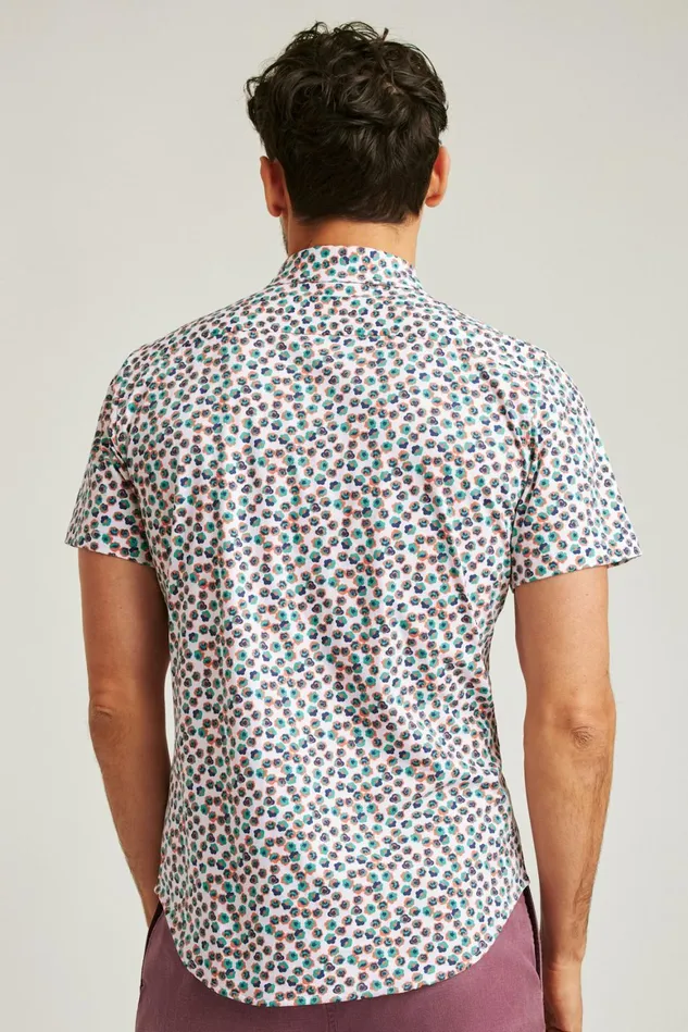 Men Jersey Riviera Shirt White Garden Floral Bonobos Short Sleeve Shirts
