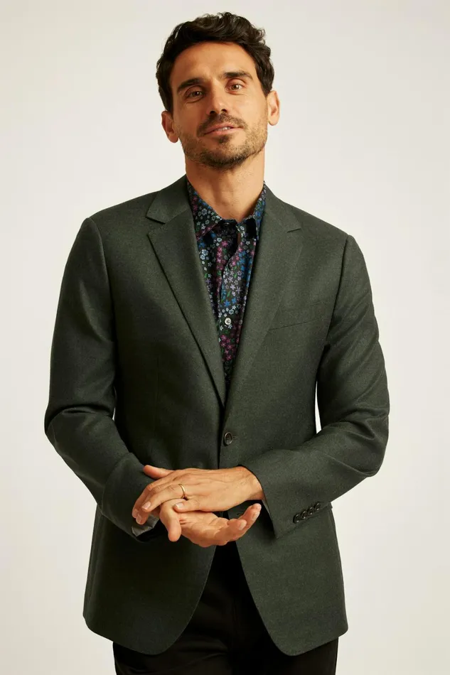 Men Jetsetter Italian Flannel Blazer Olive Bonobos Blazers and Sport Coats
