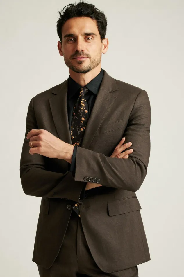 Men Jetsetter Italian Linen Suit Dark Brown Bonobos Suits