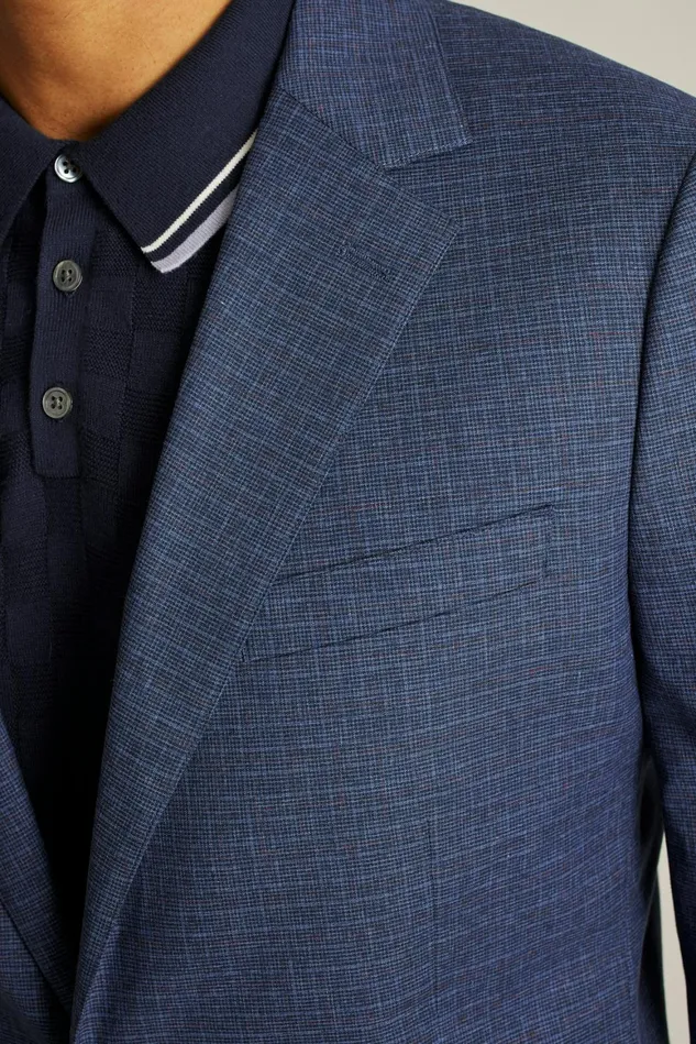 Men Jetsetter Italian Wool Blazer Mid Navy Check Bonobos Blazers and Sport Coats