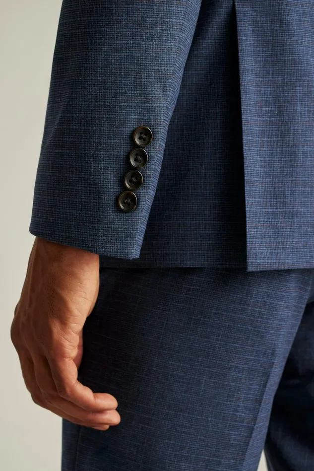 Men Jetsetter Italian Wool Blazer Mid Navy Check Bonobos Blazers and Sport Coats
