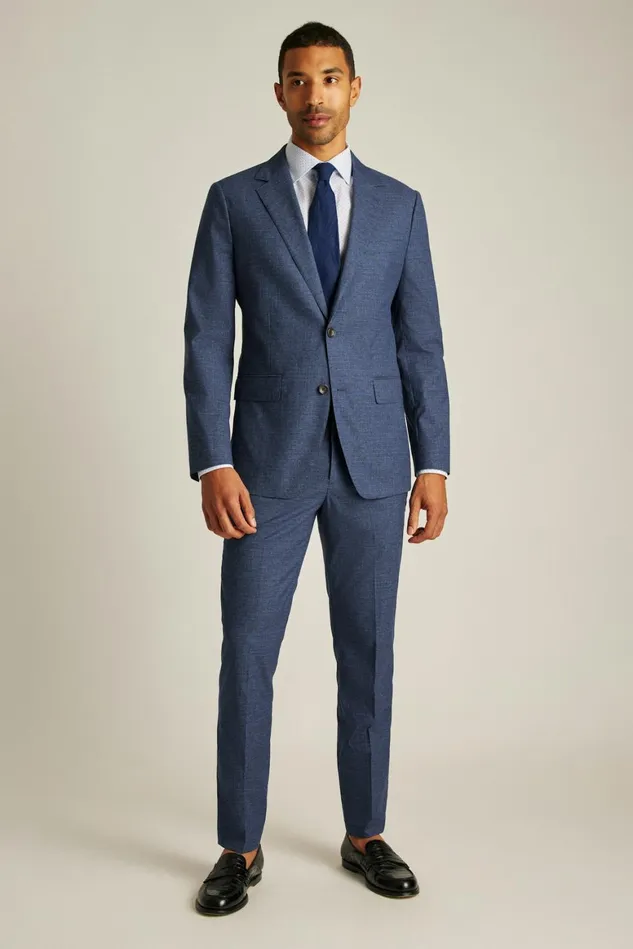 Men Jetsetter Italian Wool Blazer Mid Navy Check Bonobos Blazers and Sport Coats