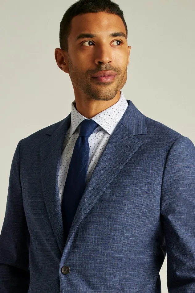 Men Jetsetter Italian Wool Blazer Mid Navy Check Bonobos Blazers and Sport Coats
