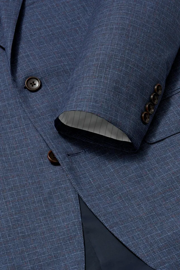 Men Jetsetter Italian Wool Blazer Mid Navy Check Bonobos Blazers and Sport Coats