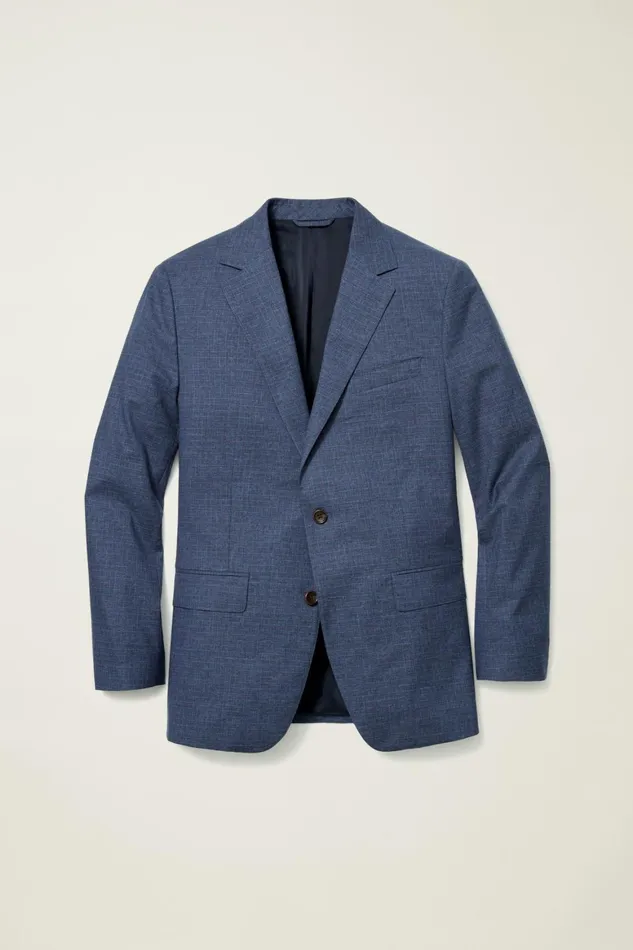 Men Jetsetter Italian Wool Blazer Mid Navy Check Bonobos Blazers and Sport Coats