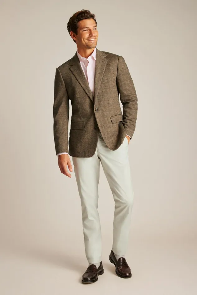Men Jetsetter Knit Blazer Brown Glen Plaid Bonobos Blazers and Sport Coats