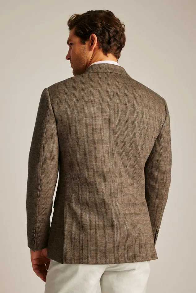 Men Jetsetter Knit Blazer Brown Glen Plaid Bonobos Blazers and Sport Coats