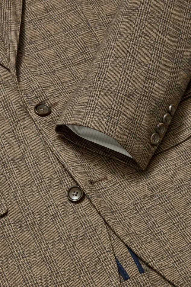 Men Jetsetter Knit Blazer Brown Glen Plaid Bonobos Blazers and Sport Coats