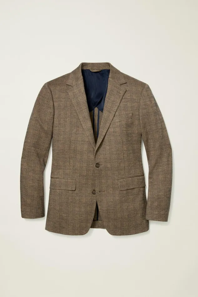Men Jetsetter Knit Blazer Brown Glen Plaid Bonobos Blazers and Sport Coats