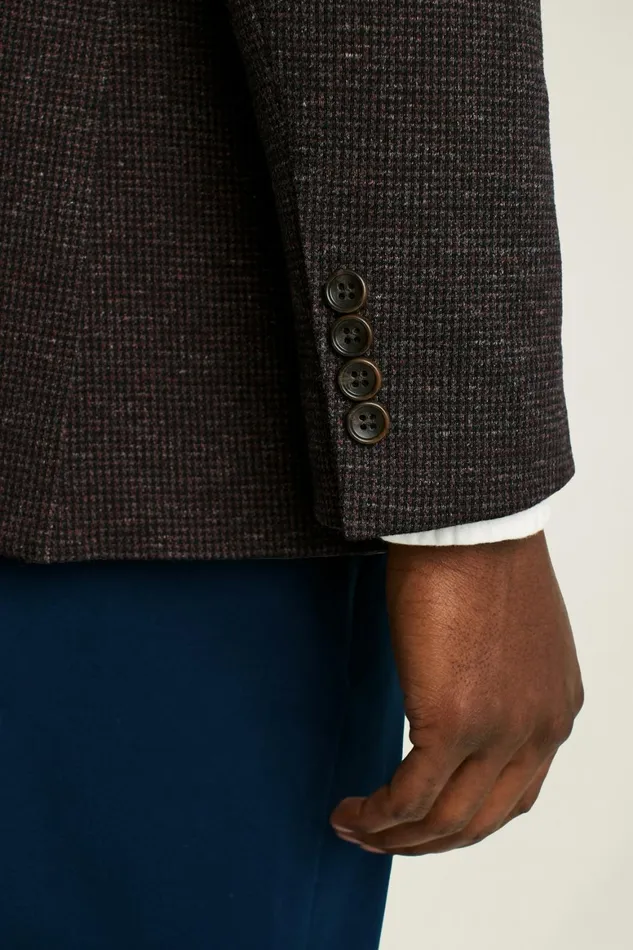 Men Jetsetter Knit Blazer Burgundy Houndstooth Bonobos Blazers and Sport Coats
