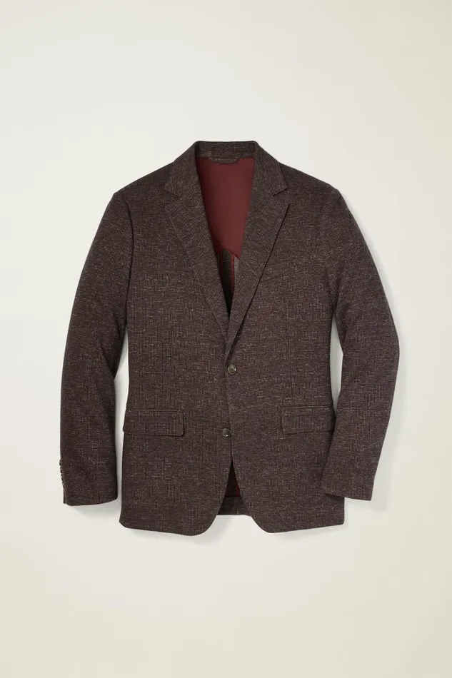 Men Jetsetter Knit Blazer Burgundy Houndstooth Bonobos Blazers and Sport Coats