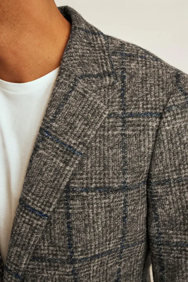 Men Jetsetter Knit Blazer Navy Brown Glen Plaid Bonobos Blazers and Sport Coats