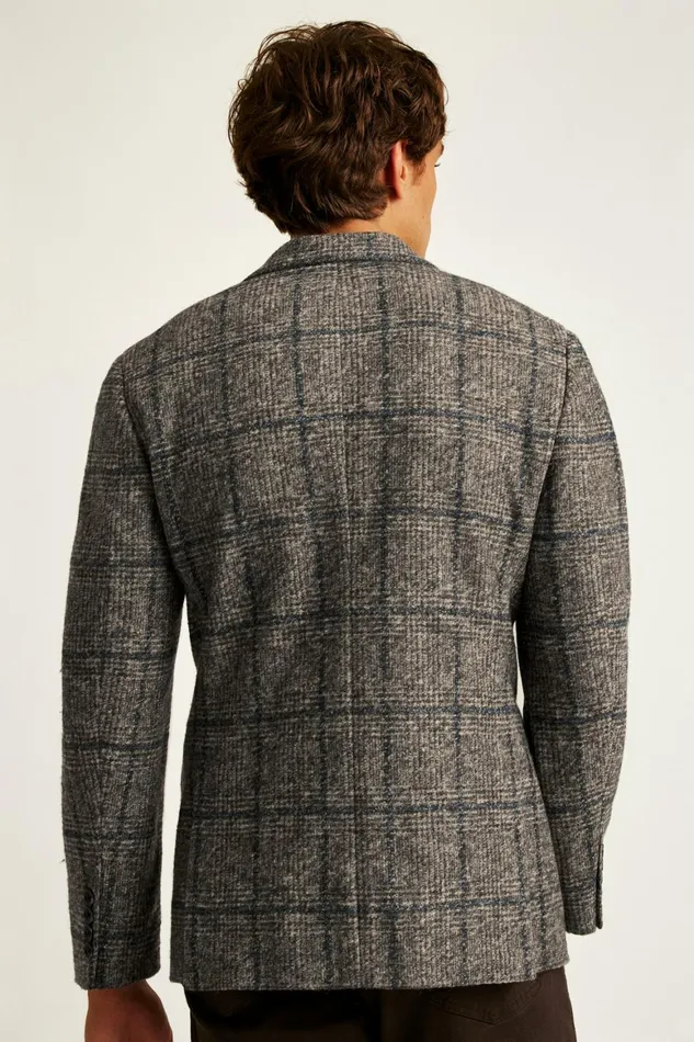 Men Jetsetter Knit Blazer Navy Brown Glen Plaid Bonobos Blazers and Sport Coats