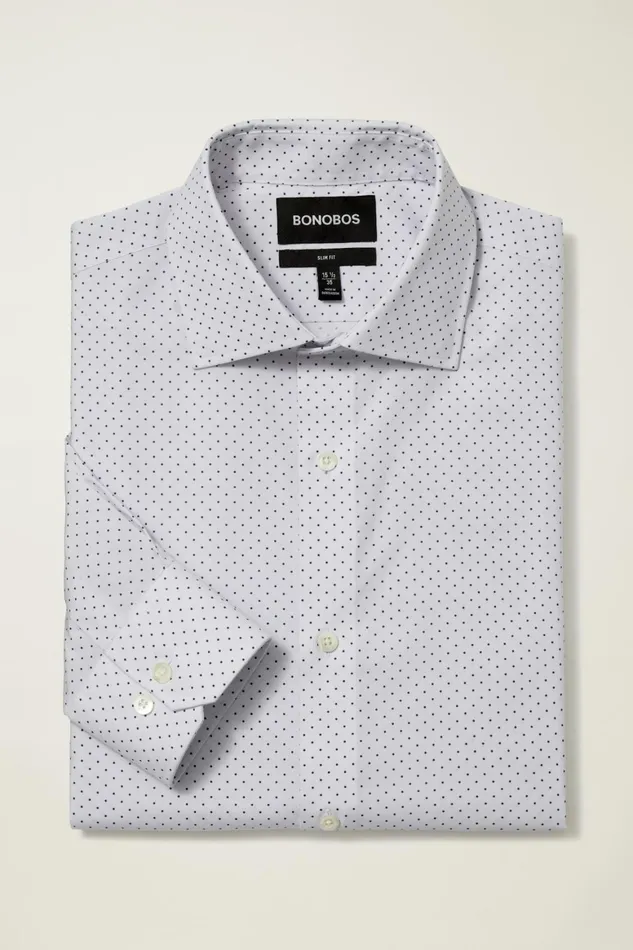 Men Jetsetter Stretch Dress Shirt Lavender Micro Dot Bonobos Business Casual Shirts