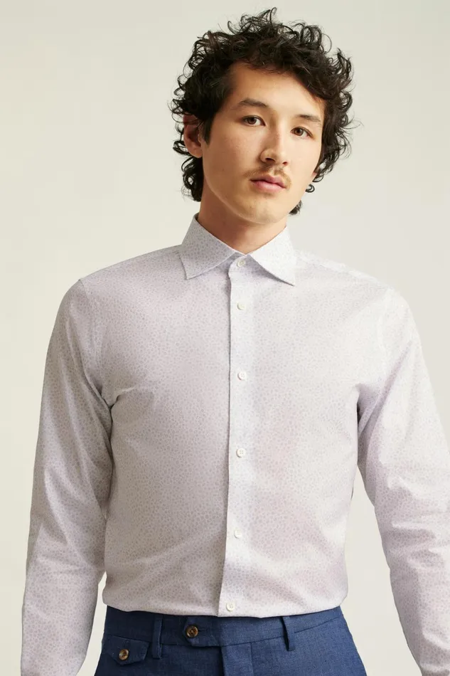 Men Jetsetter Stretch Dress Shirt Violet Bordeta Floral Bonobos Business Casual Shirts