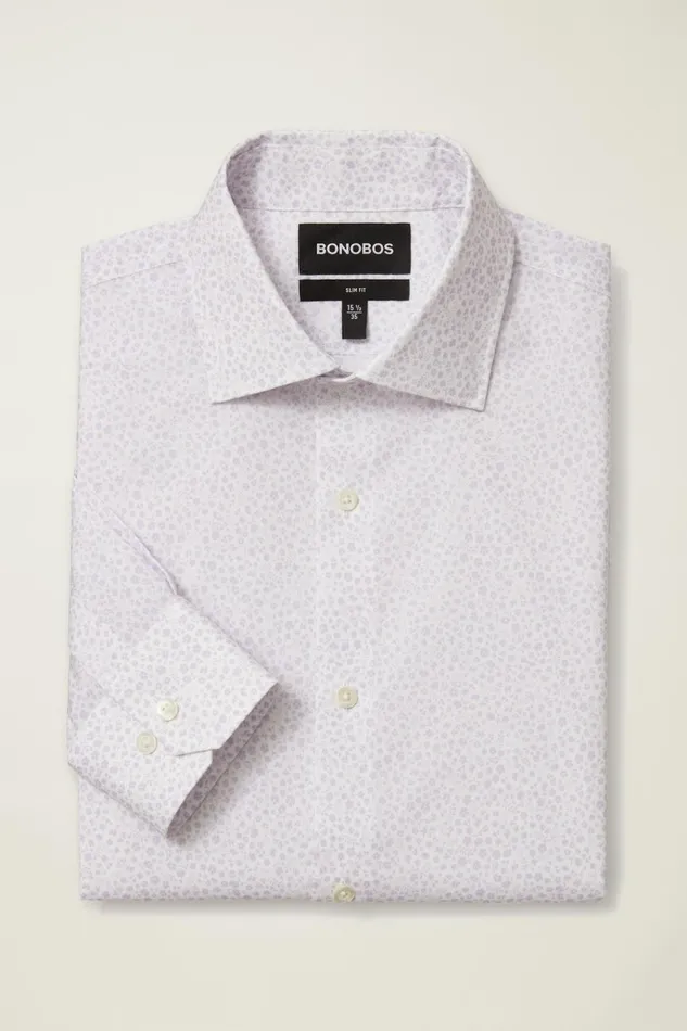 Men Jetsetter Stretch Dress Shirt Violet Bordeta Floral Bonobos Business Casual Shirts