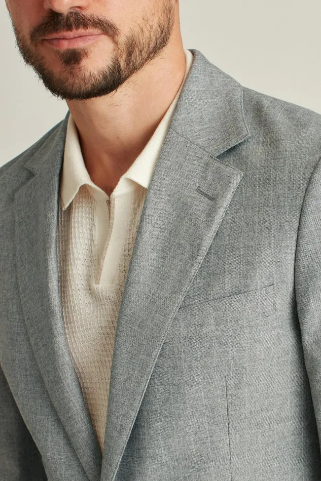 Men Jetsetter Stretch Italian Wool Blazer Grey Chalkstripe Bonobos Blazers and Sport Coats