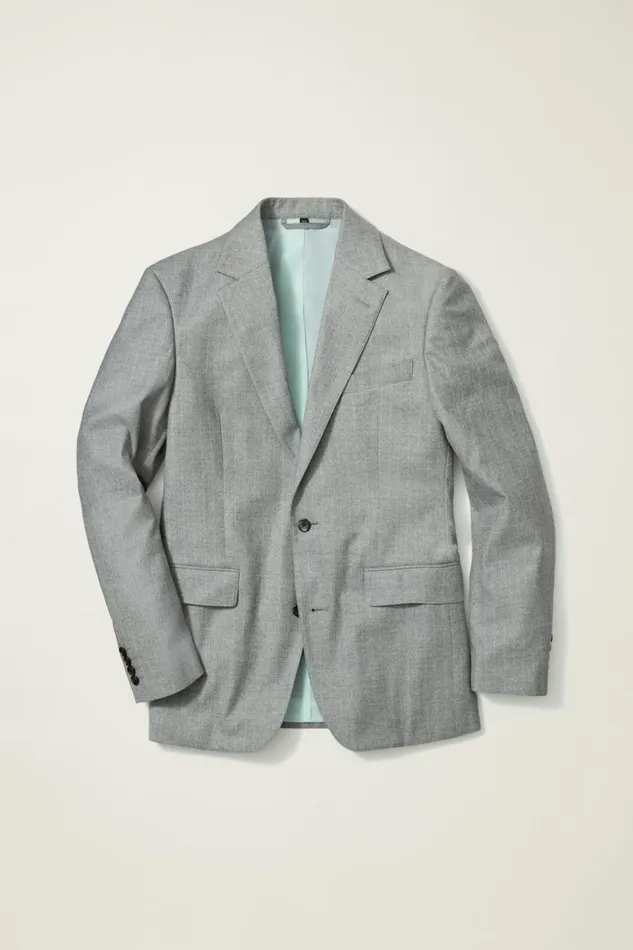 Men Jetsetter Stretch Italian Wool Blazer Grey Chalkstripe Bonobos Blazers and Sport Coats