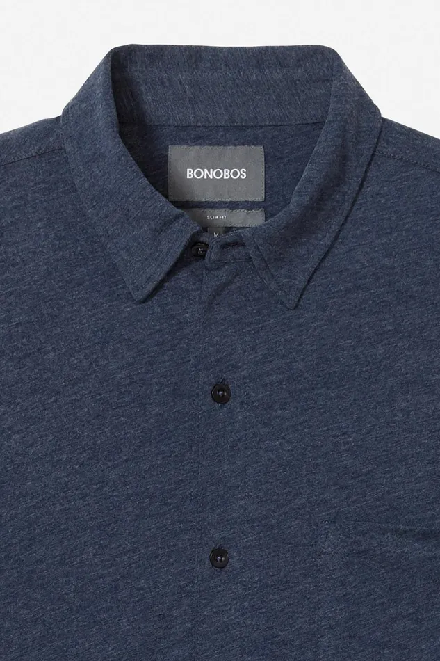 Men Knit ButtonDown Heather Navy Bonobos Casual Shirts