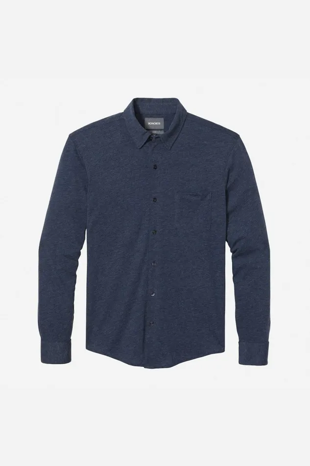 Men Knit ButtonDown Heather Navy Bonobos Casual Shirts