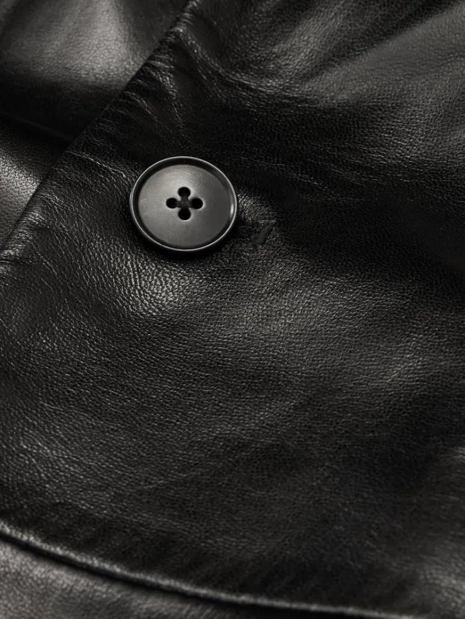 Men Leather Jackets John Varvatos BOWIE TRENCH COAT Black