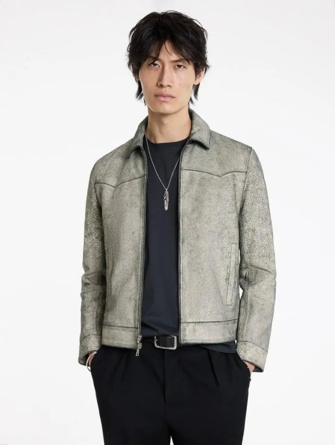 Men Leather Jackets John Varvatos WELDON WESTERN JACKET Blackwhite
