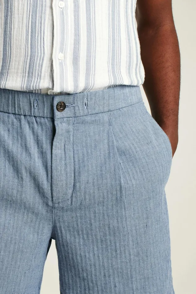 Men Linen Blend Boardwalk Short Sea Blue Stripe Bonobos Casual Shorts