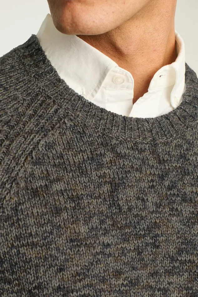 Men Marled Raglan Crew Neck Sweater Dark Grey Marl Bonobos Crew and VNeck Sweaters