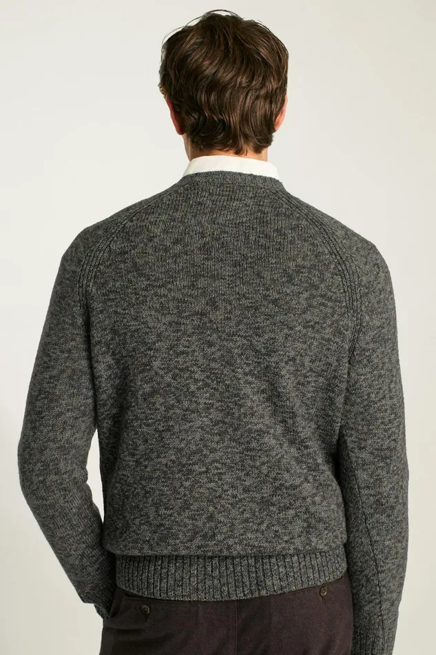 Men Marled Raglan Crew Neck Sweater Dark Grey Marl Bonobos Crew and VNeck Sweaters