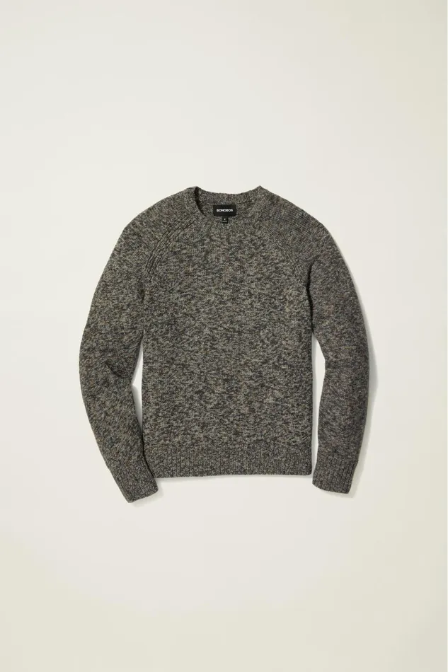 Men Marled Raglan Crew Neck Sweater Dark Grey Marl Bonobos Crew and VNeck Sweaters