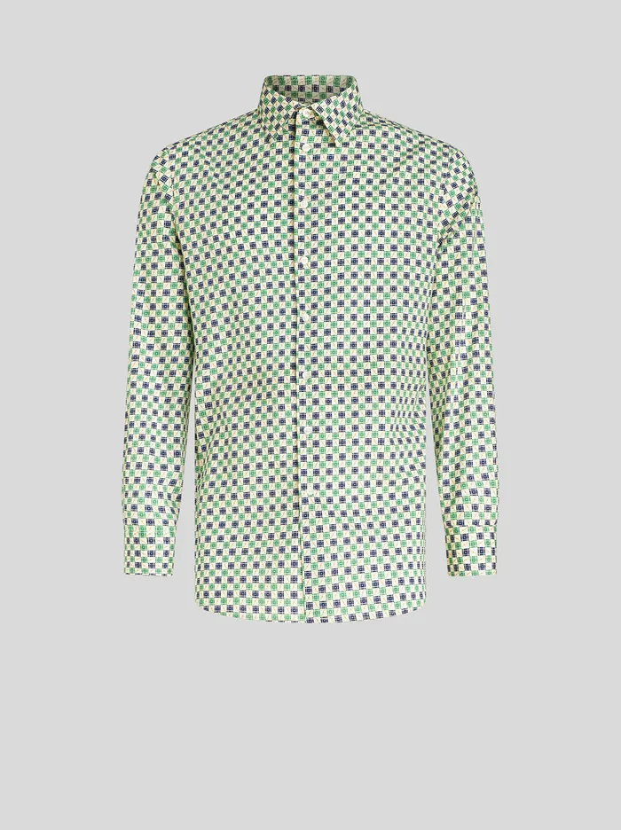 Men Micro Geometric Pattern Shirt Etro Shirts