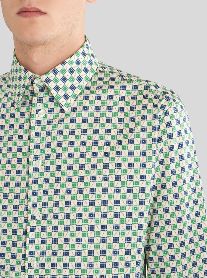 Men Micro Geometric Pattern Shirt Etro Shirts