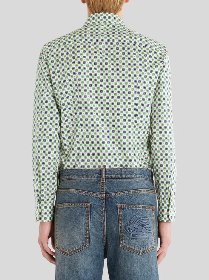 Men Micro Geometric Pattern Shirt Etro Shirts