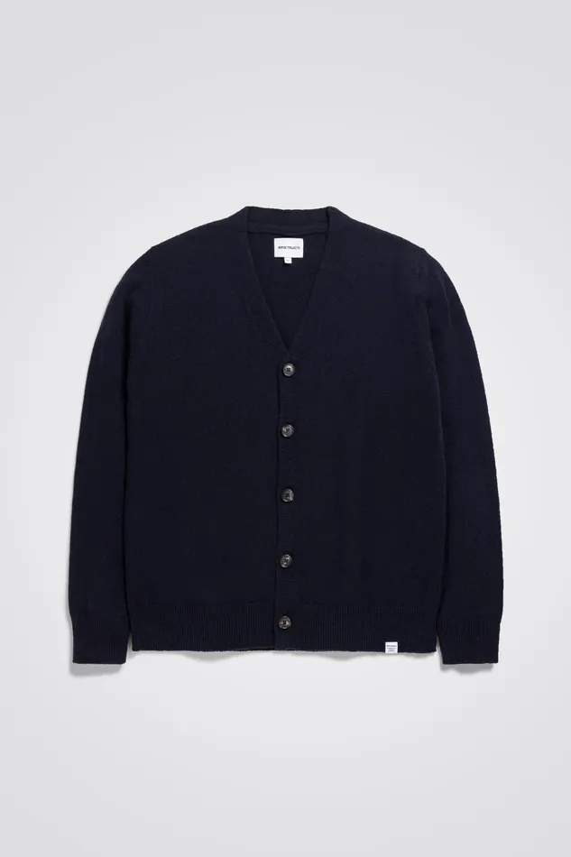 Men Norse Projects Knitwear Adam Merino Lambswool Cardigan Dark Navy