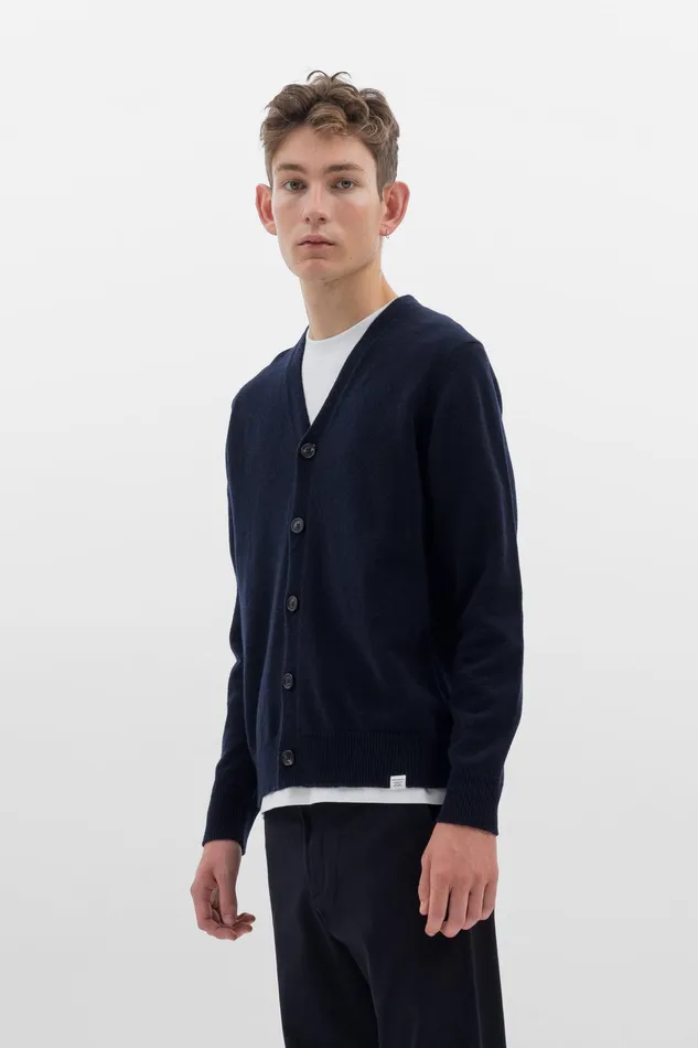 Men Norse Projects Knitwear Adam Merino Lambswool Cardigan Dark Navy