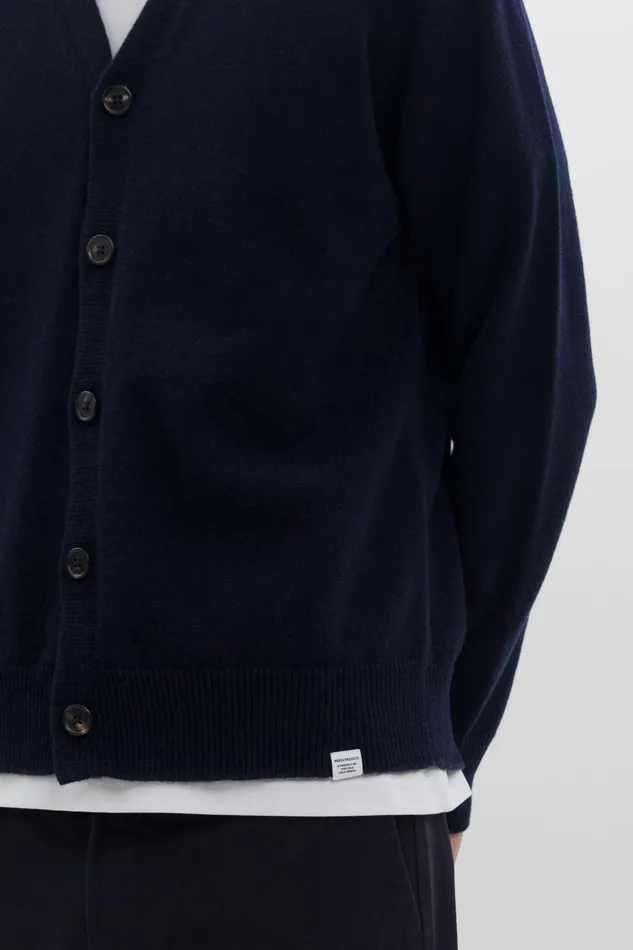 Men Norse Projects Knitwear Adam Merino Lambswool Cardigan Dark Navy