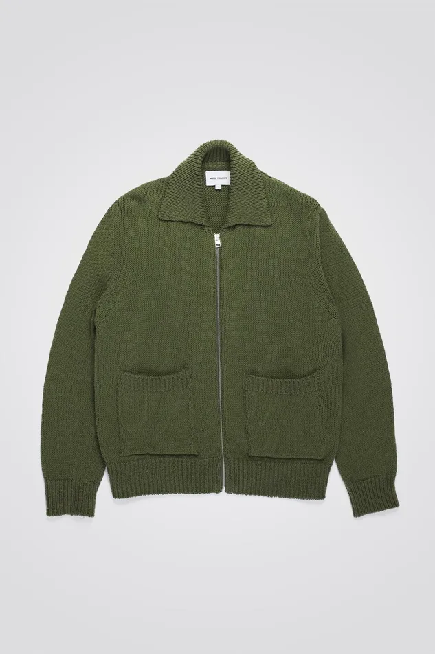 Men Norse Projects Knitwear Erik Cotton Jacket Ivy Green