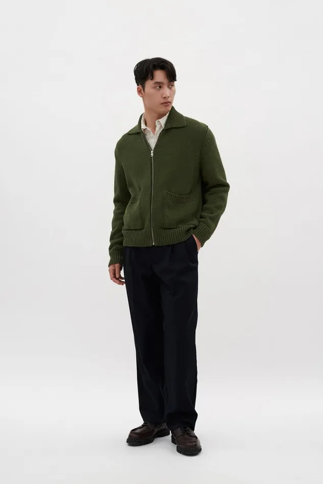 Men Norse Projects Knitwear Erik Cotton Jacket Ivy Green
