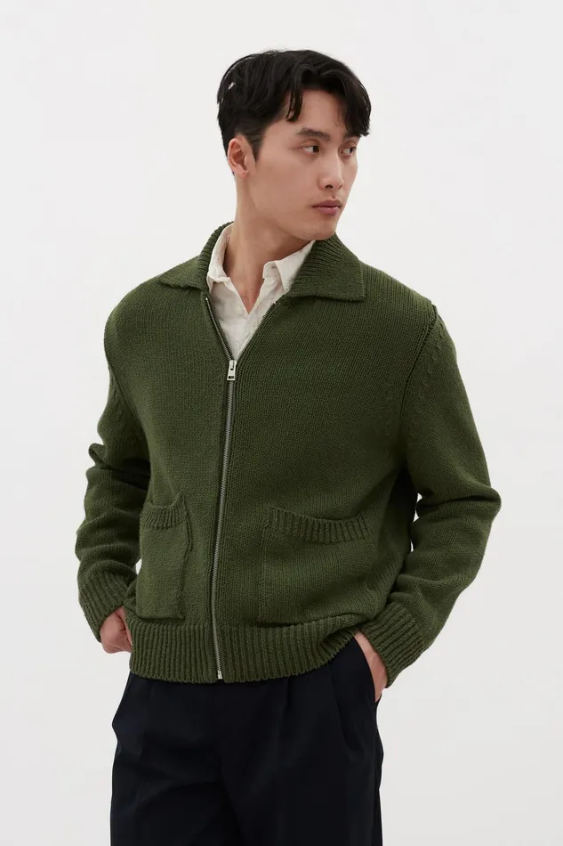 Men Norse Projects Knitwear Erik Cotton Jacket Ivy Green