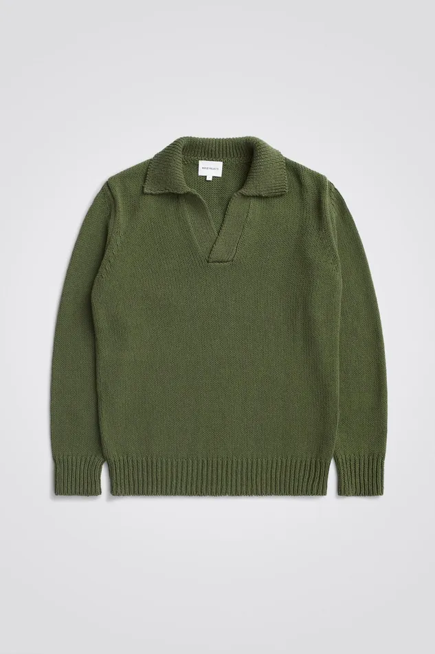 Men Norse Projects Knitwear Lasse Cotton Holiday Polo Ivy Green