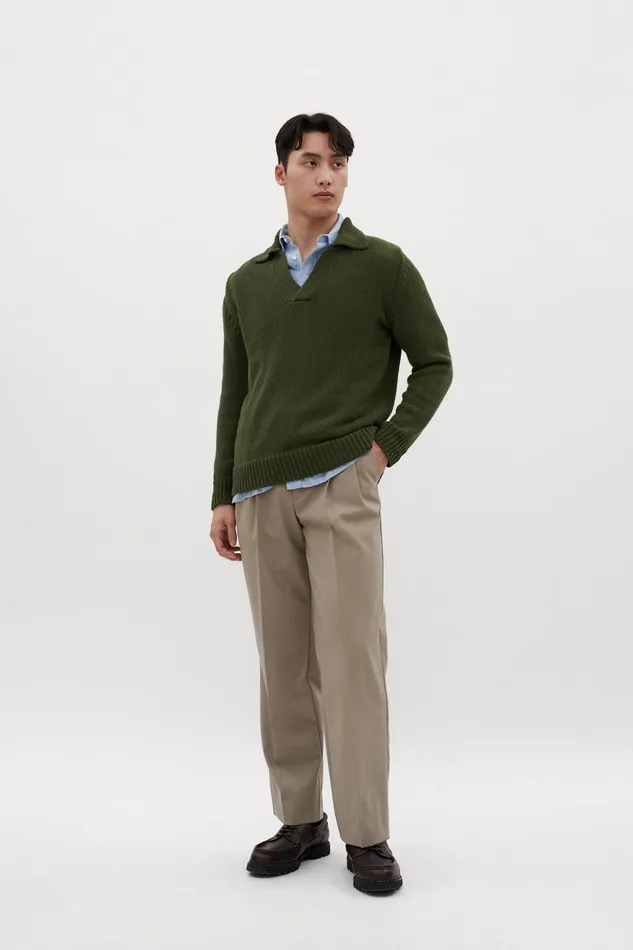 Men Norse Projects Knitwear Lasse Cotton Holiday Polo Ivy Green