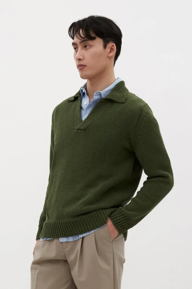 Men Norse Projects Knitwear Lasse Cotton Holiday Polo Ivy Green