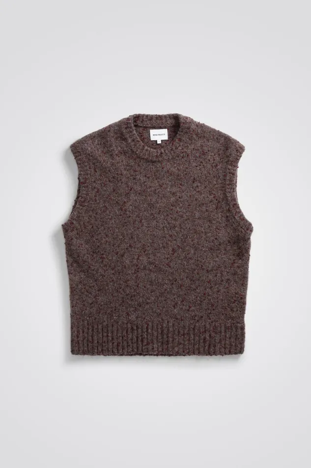 Men Norse Projects Knitwear Manfred Tweed Vest Burgundy